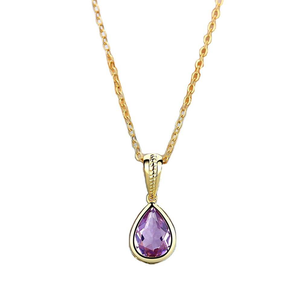 Dainty women Cubic Zirconia 925 Sterling Silver Cubic Zirconia Pendant Teardrop Gold Plated Necklace(图6)