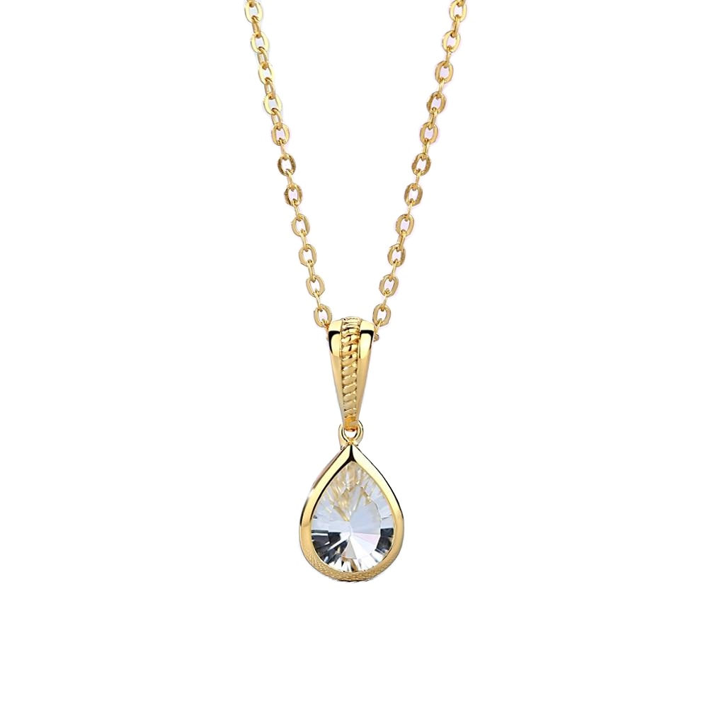Dainty women Cubic Zirconia 925 Sterling Silver Cubic Zirconia Pendant Teardrop Gold Plated Necklace(图5)