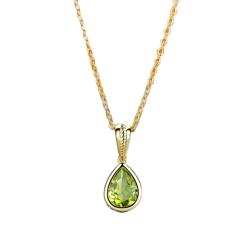 Dainty women Cubic Zirconia 925 Sterling Silver Cubic Zirconia Pendant Teardrop Gold Plated Necklace(图9)