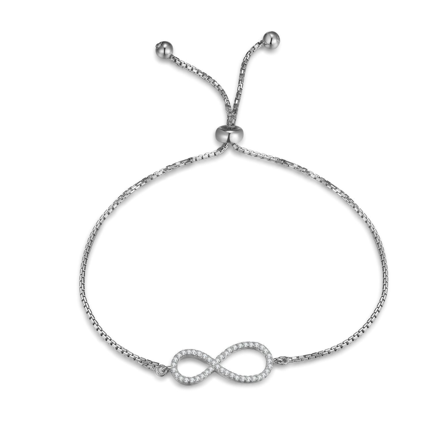 Bracelet Jewelry Infinity Symbol Sterling Silver Chain Bracelet Expandable and Adjustable Wire Brace(图1)