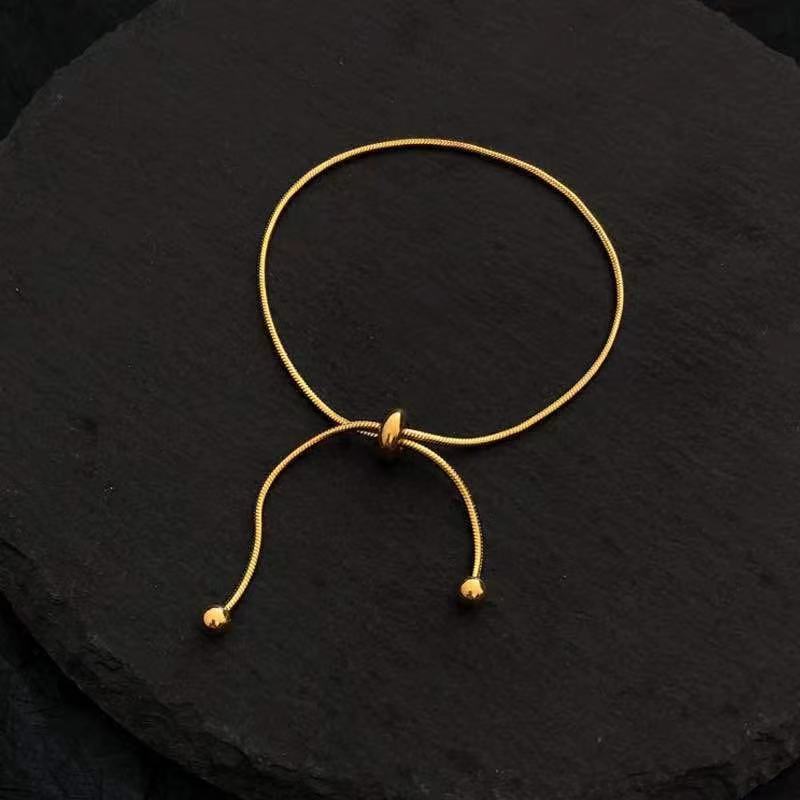 18K Gold Plated Bead Adjustable Fine Snake Chain Jewelry Anklets(图1)