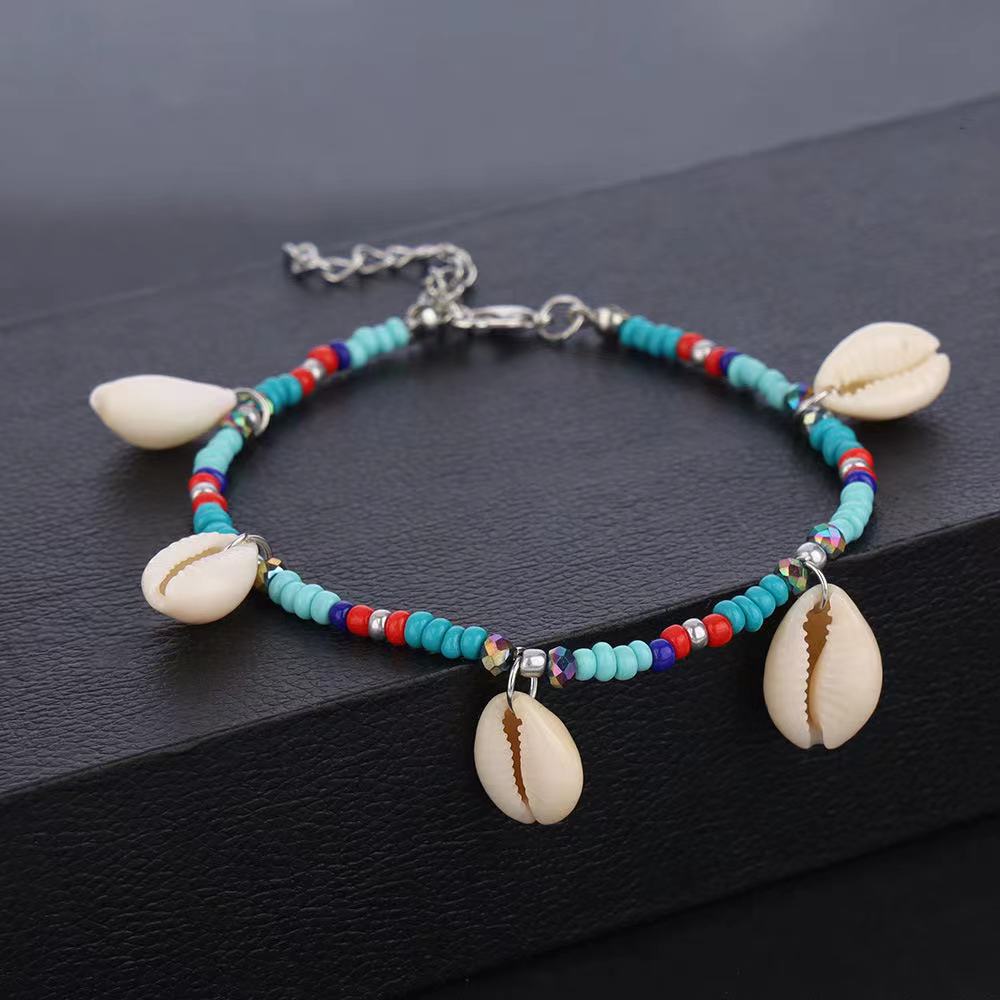 Women Adjustable Summer Beach Foot Chain Accessories Colorful Beads Shell Anklets(图3)