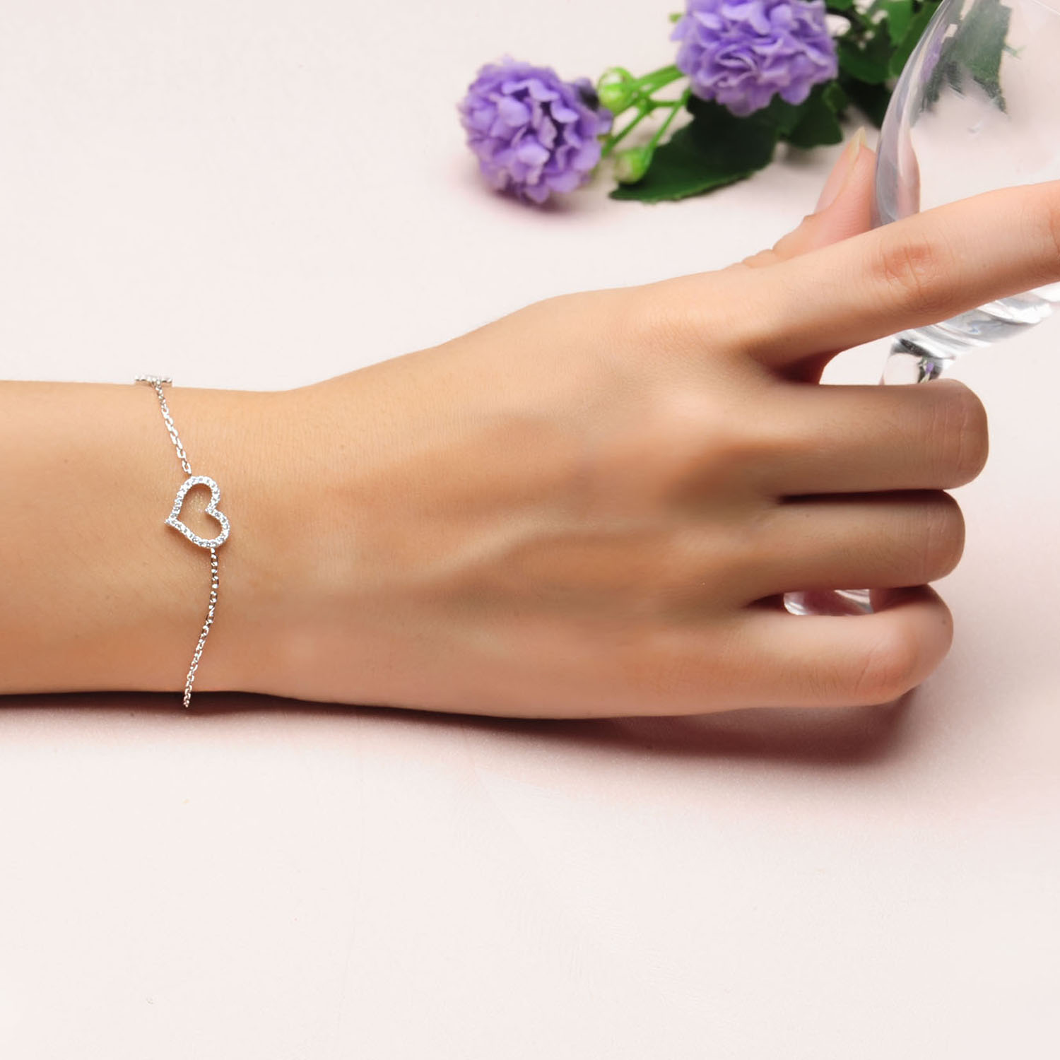 Fashion Cross Heart Shaped 925 Sterling Silver Bracelet Bangle Anniversary High Quality Jewelry Gift(图2)
