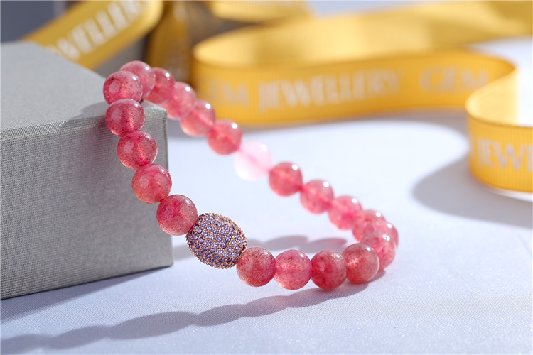 High-Grade Wholesale Jewelry Bracelets Women 925 Sterling Silver Watermelon Crystal Beads Bracelet