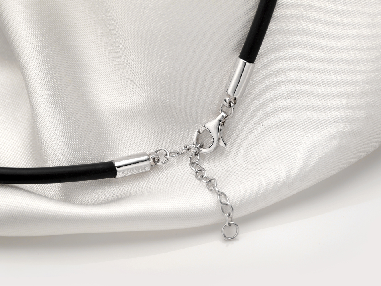 Wholesale men women925 Sterling Silver  Rhodium planted PO CZ leather cord Pendant Necklace jewelry (图4)