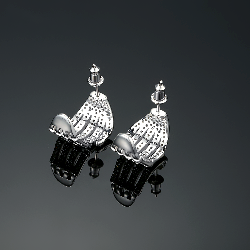 Fashion Jewelry Hand Shape Gift Stud 925 Sterling Silver Earring cubic zirconia Earring Stud(图7)