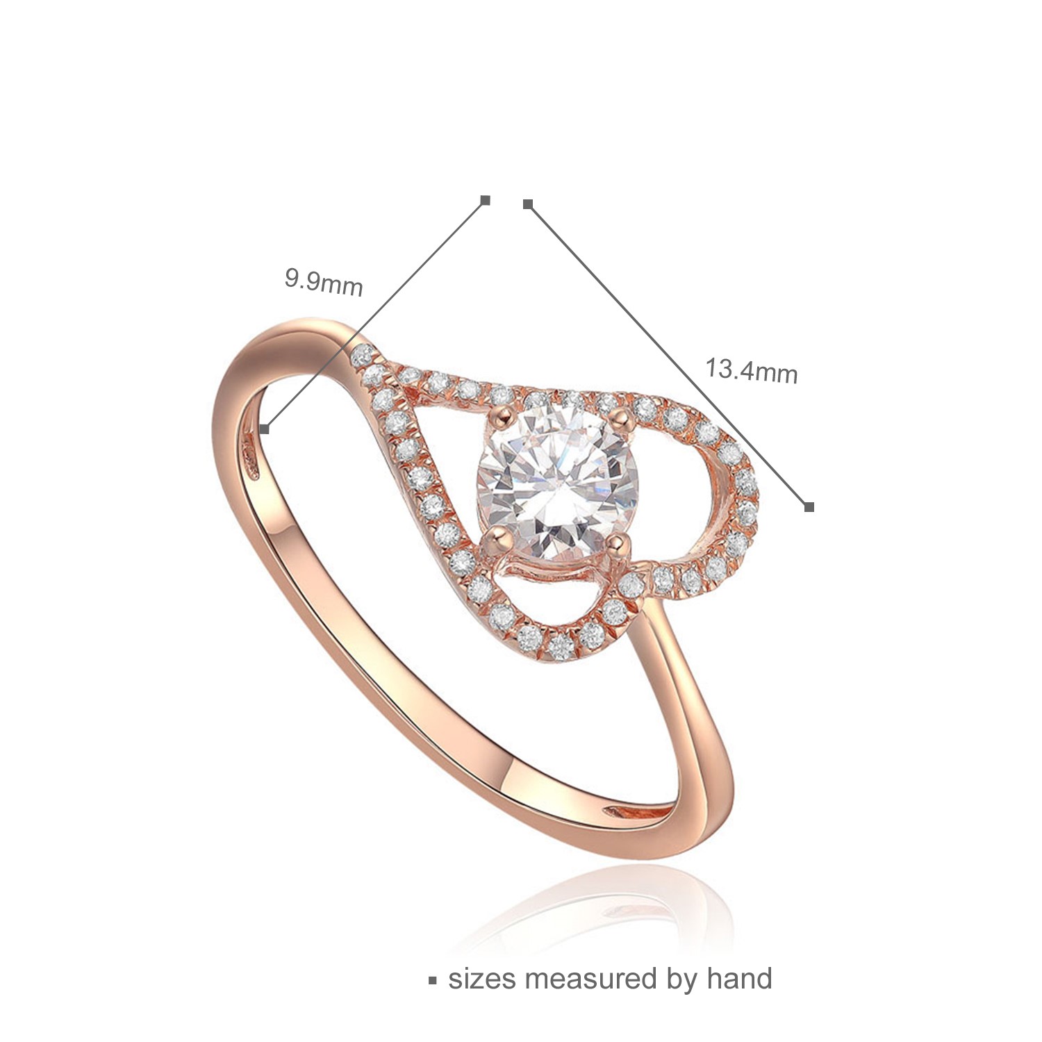 Fashion wholesale rose gold Plating ring Cubic Zircon  925 Sterling Silver Jewelry set women heart rings