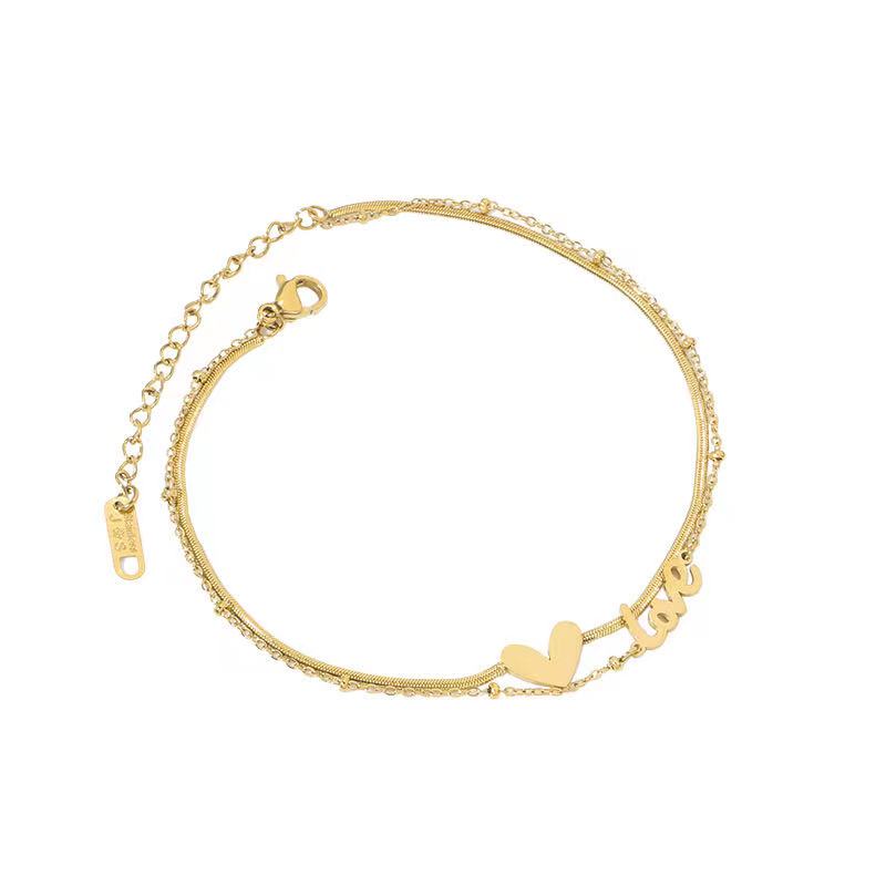 Women Trendy 18K Gold Plated Heart Snake Chain Anklet(图4)
