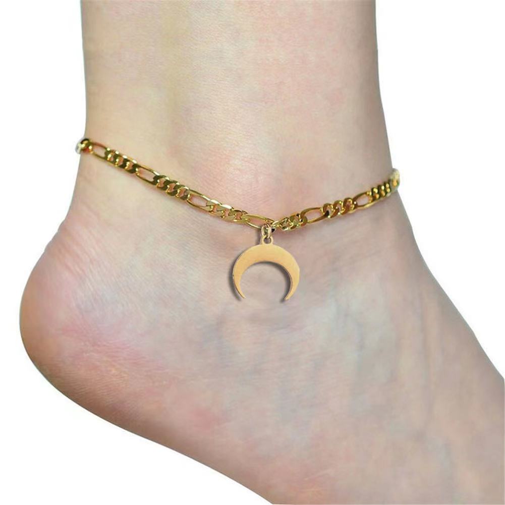 18k Gold Plated Adjustable Charm Chain Summer Beach Women Moon Anklet(图1)