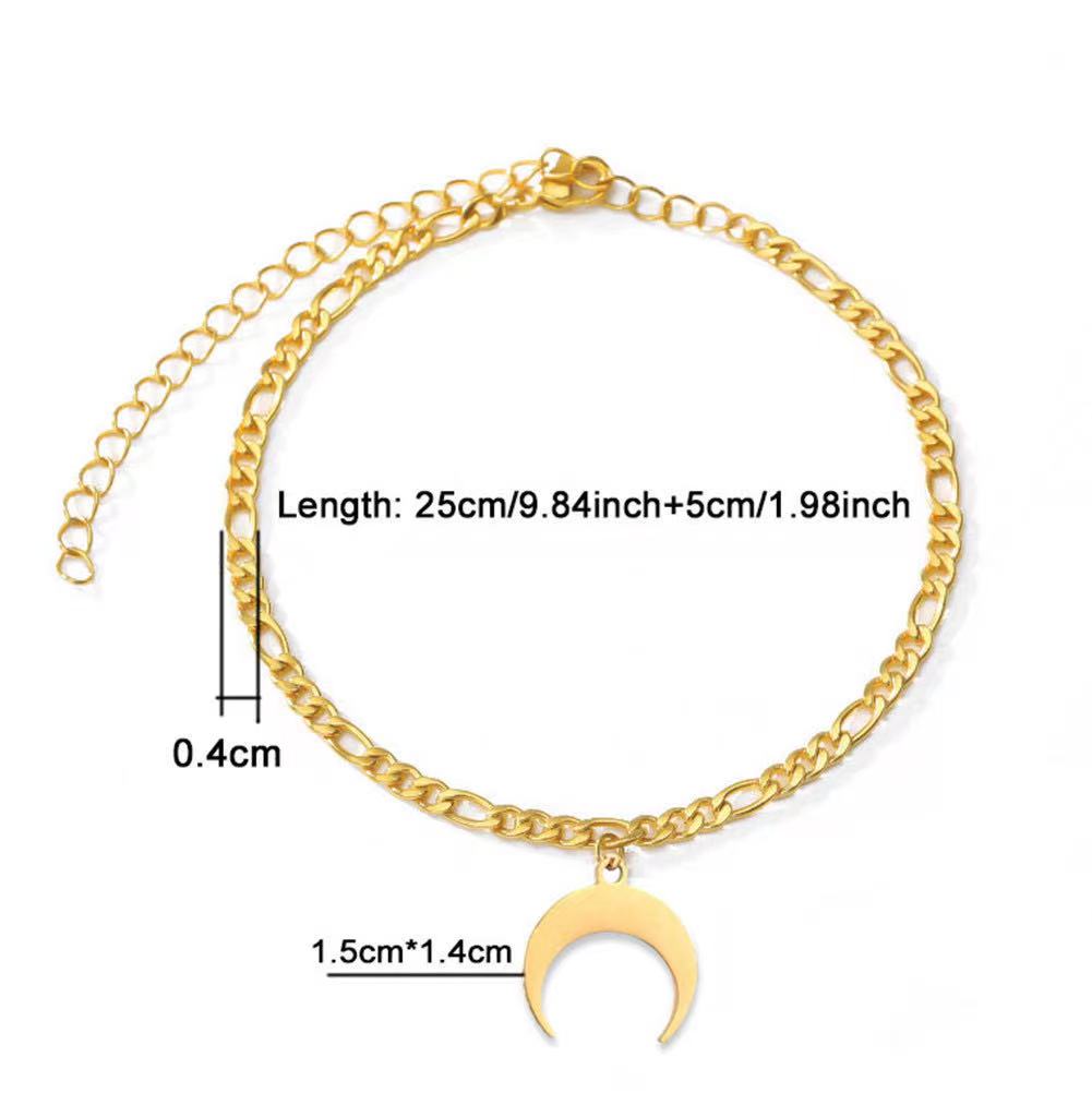 18k Gold Plated Adjustable Charm Chain Summer Beach Women Moon Anklet(图4)