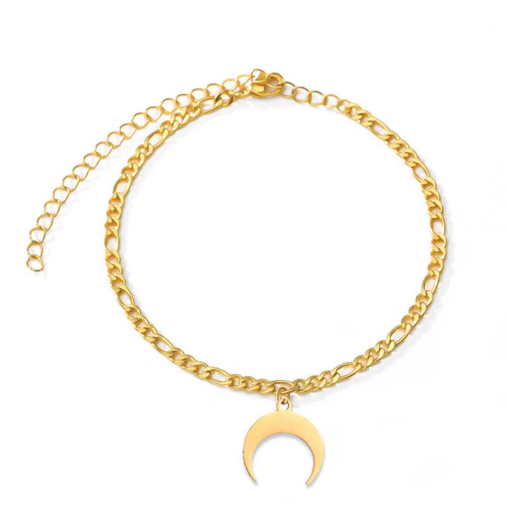 18k Gold Plated Adjustable Charm Chain Summer Beach Women Moon Anklet(图2)