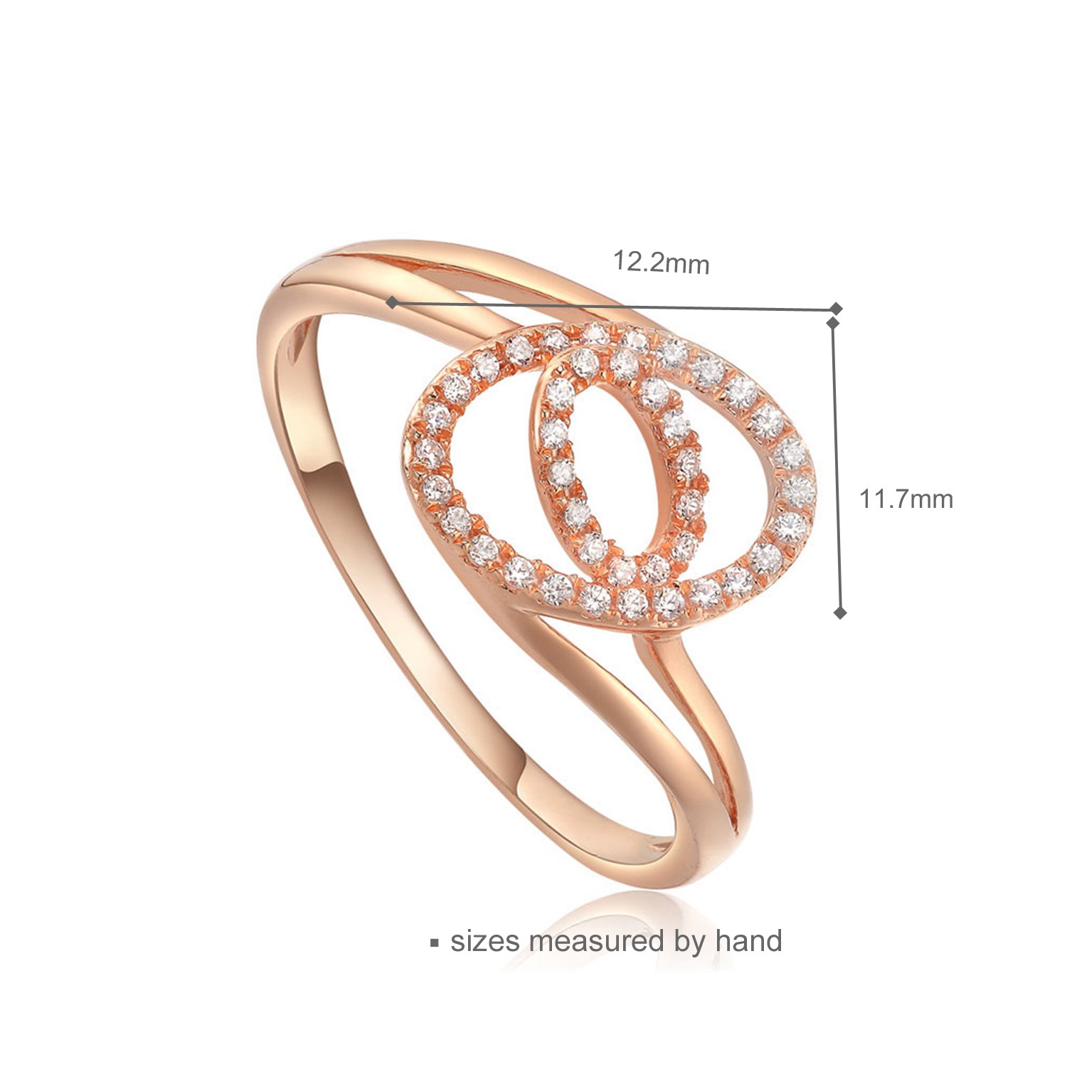 Irregular rose gold plated ring finish quantum Cubic Zircon 925 silver jewelry  women wedding  rings