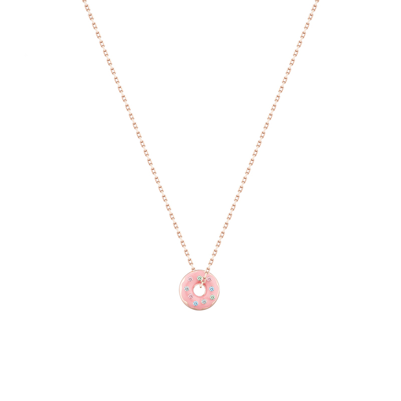 wholesale Customized 925 Sterling Silver Rose Gold Plated Colorful Cute Donut Pendant Necklace(图8)