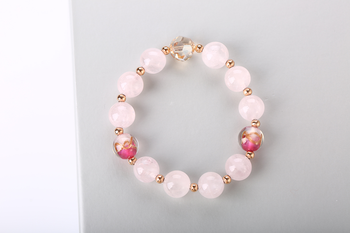 2021 Pink Quartz Crystal Natural Stone Wholesale Jewelry Gemstone Womens Beaded Crystal Bracelet(图4)
