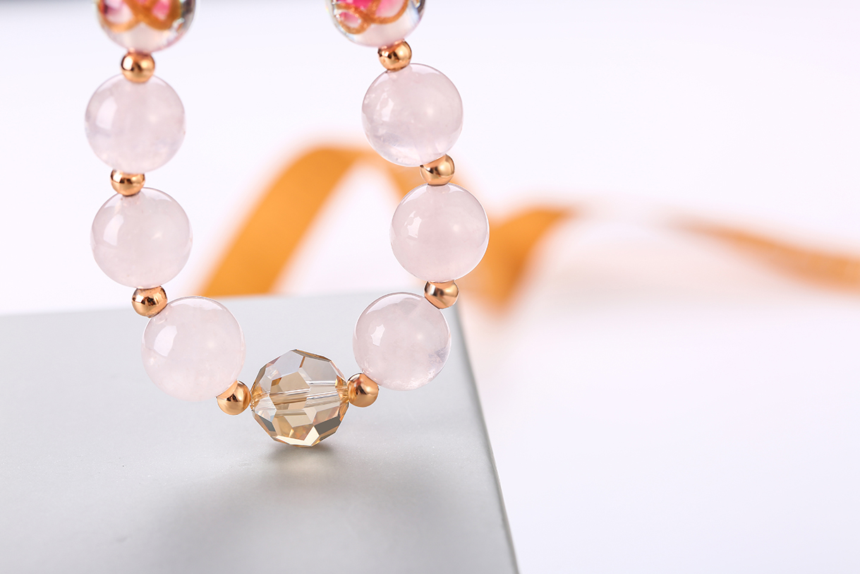 2021 Pink Quartz Crystal Natural Stone Wholesale Jewelry Gemstone Womens Beaded Crystal Bracelet(图6)