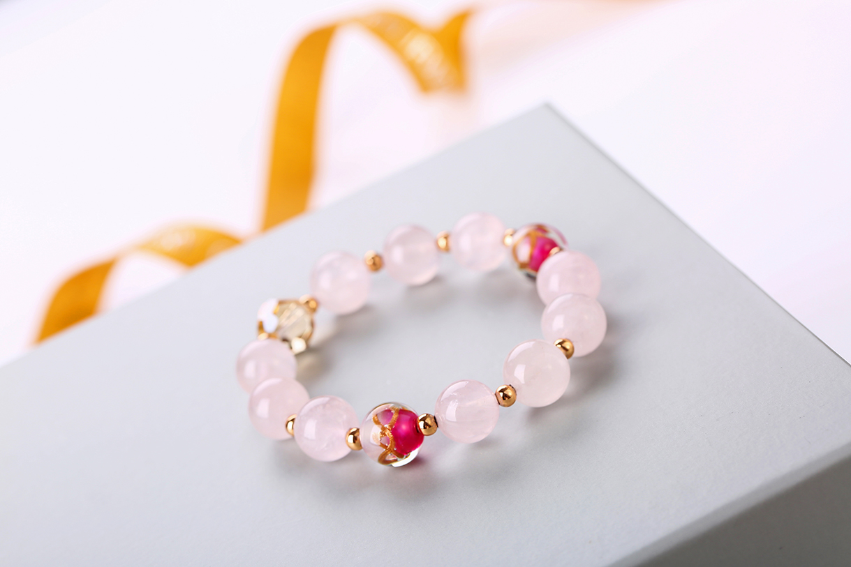2021 Pink Quartz Crystal Natural Stone Wholesale Jewelry Gemstone Womens Beaded Crystal Bracelet(图8)