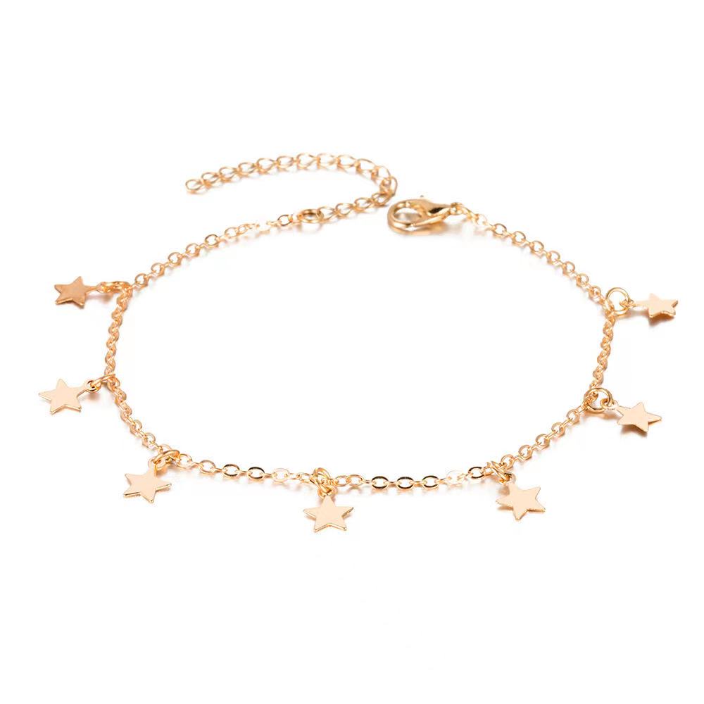 fashion elegant summer beach 18K gold star pendant adjustable anklet lady jewelry(图7)