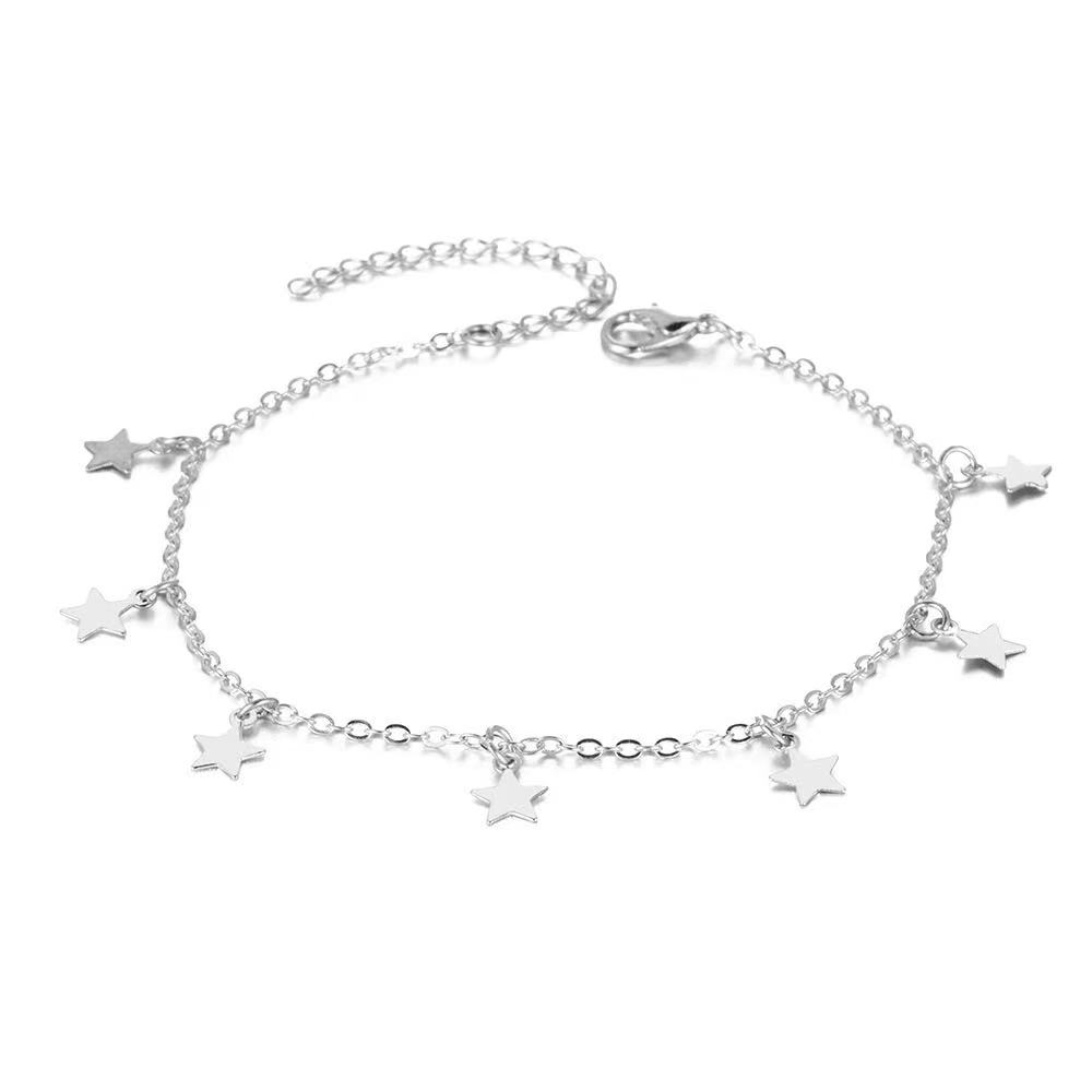 fashion elegant summer beach 18K gold star pendant adjustable anklet lady jewelry(图6)