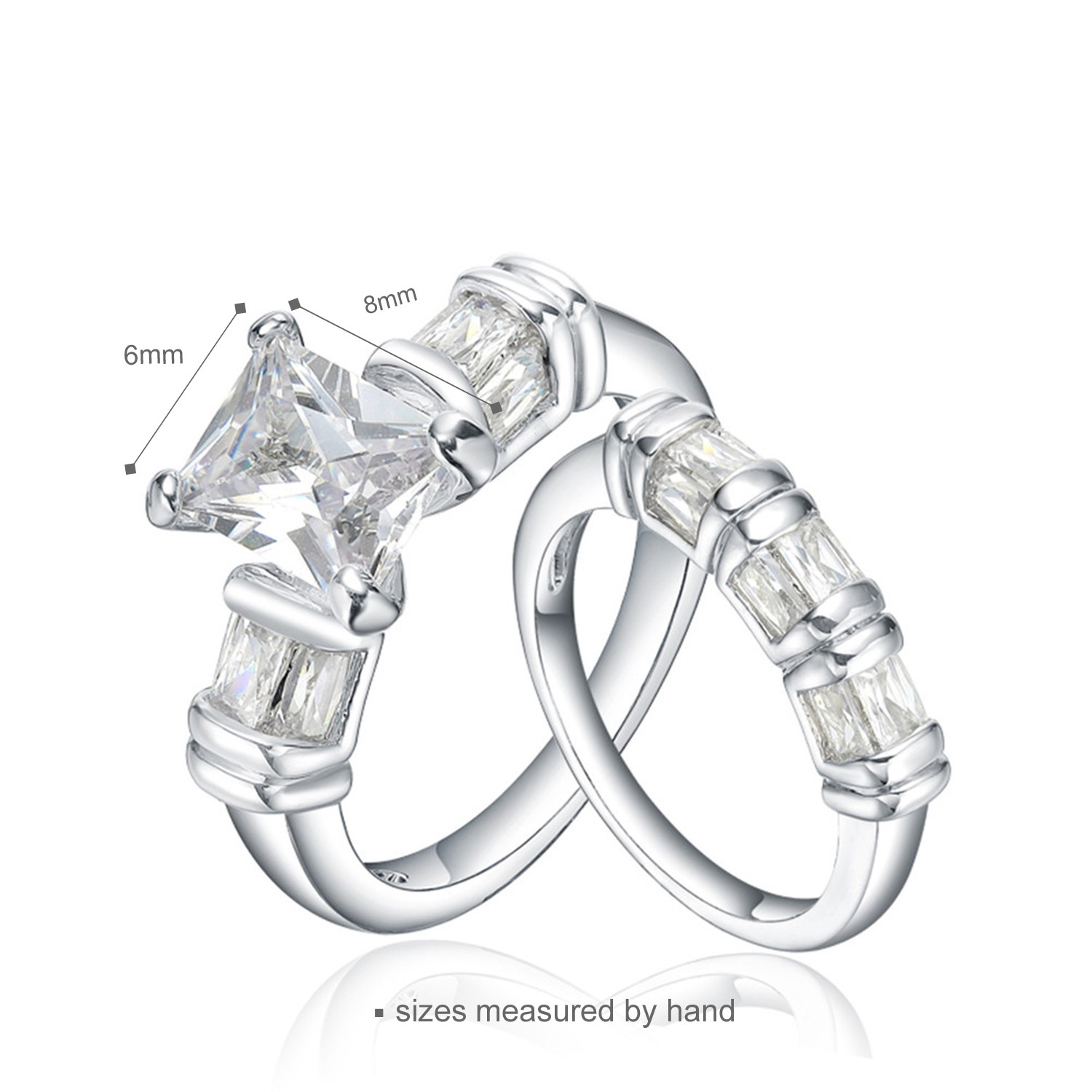 925 sterling silver jewelry White Cubic Zircon CZ Promise Ring for Couples Lovers women Wedding ring(图4)