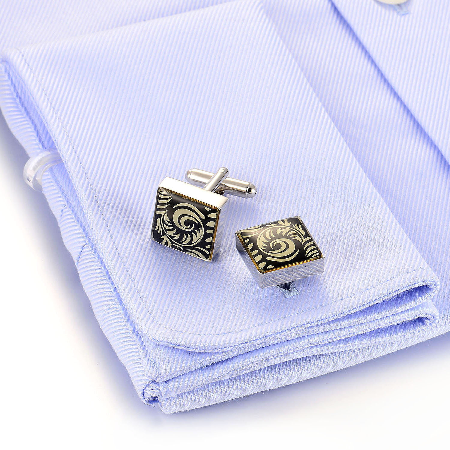 Designer custom chic business class black cubic zirconia 925 sterling silver cufflinks(图4)