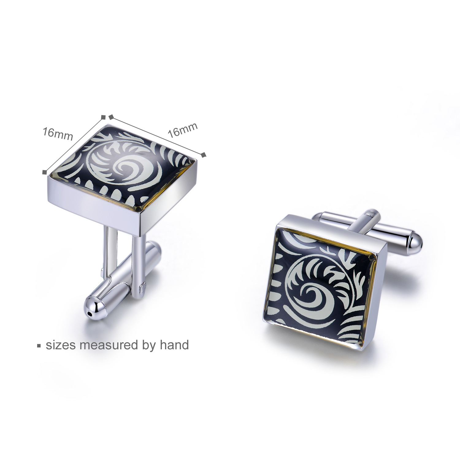 Designer custom chic business class black cubic zirconia 925 sterling silver cufflinks(图7)