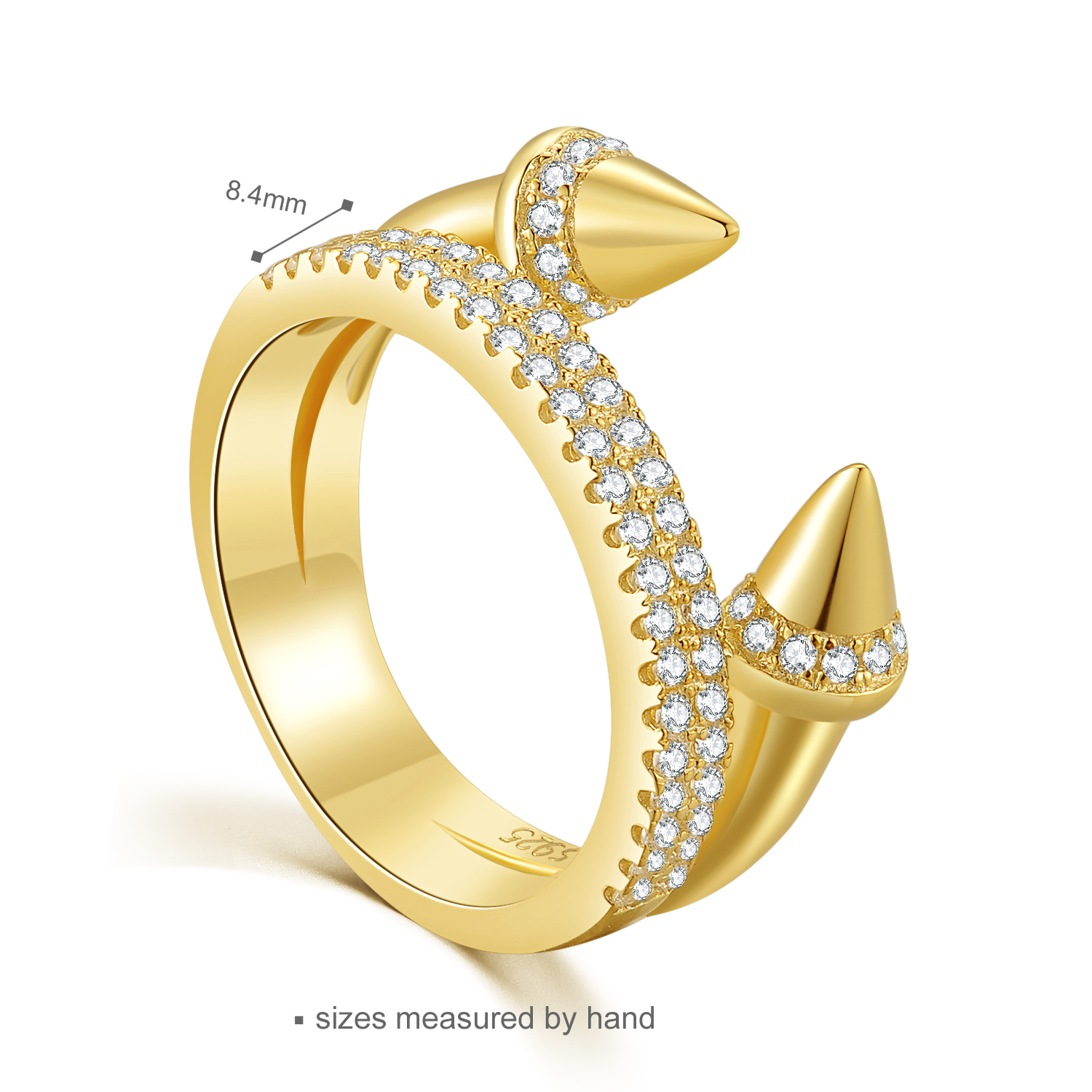 Arrows Cubic Zircon Wholesale 925 Sterling Silver Jewelry Rings Women Gold Plated Rings