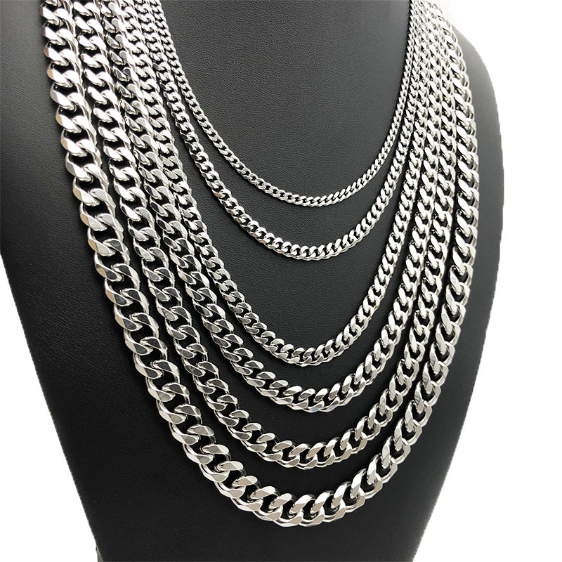 2021 hot selling Party Chunky Lock Silver Plated Engagement Dainty Men Jewelry Necklace(图8)