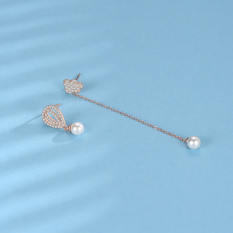Factory Direct Sales Crystal Rhinestone Pearl Earring Long 925 Sterling Silver Drop Earring Jewelry(图7)