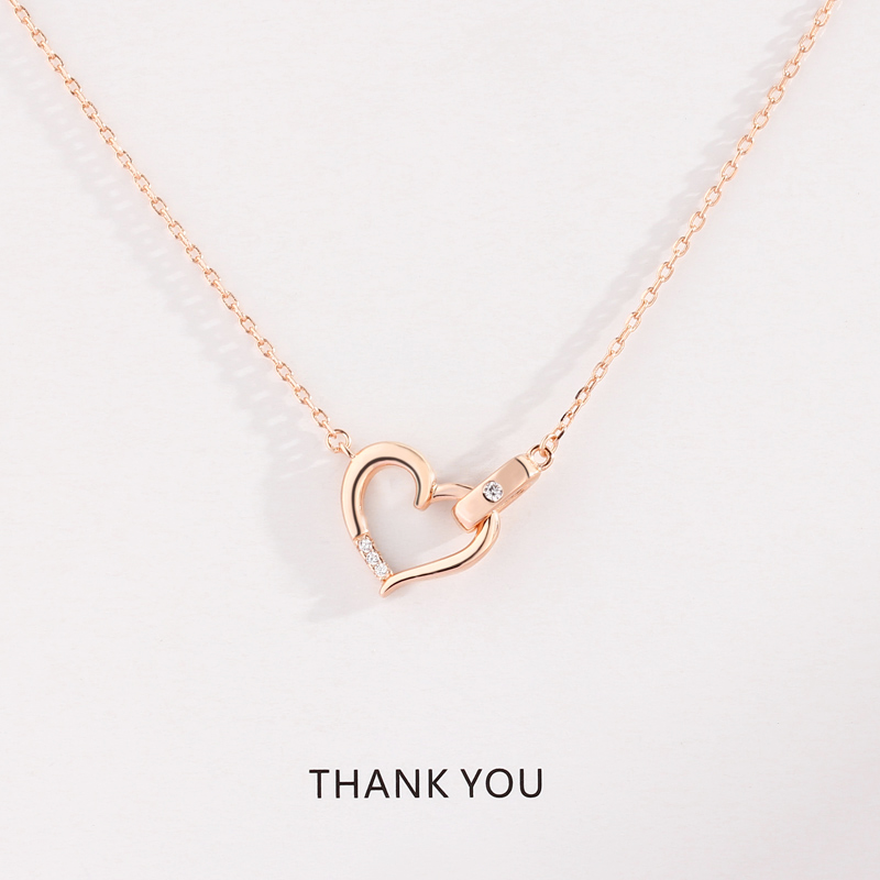 925 Sterling Silver Rose Gold Plated Women Jewelry Cubic Zirconia Hollow Heart Pendant Necklace(图5)