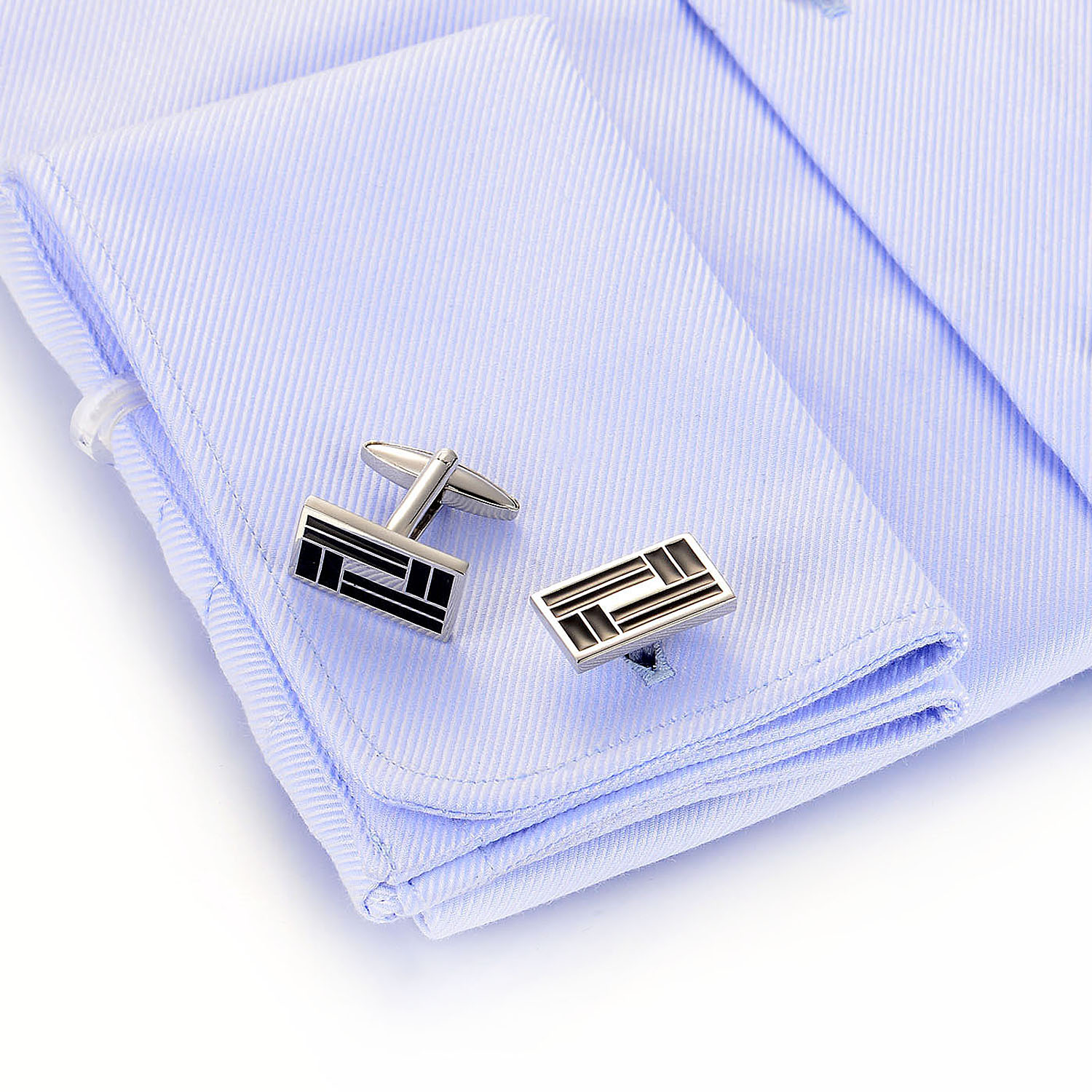 Rectangle Enamel Black Designer Wholesale Sublimation Brass Men Jewelry Cufflinks(图4)