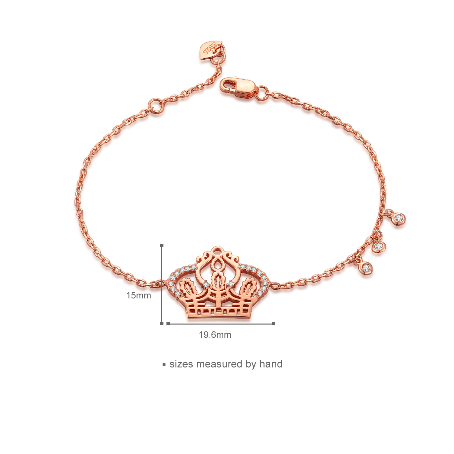 925 Silver Rose Gold Plated Women Wedding Engagement Luxury Cubic Zirconia Crown Jewelry Set(图4)