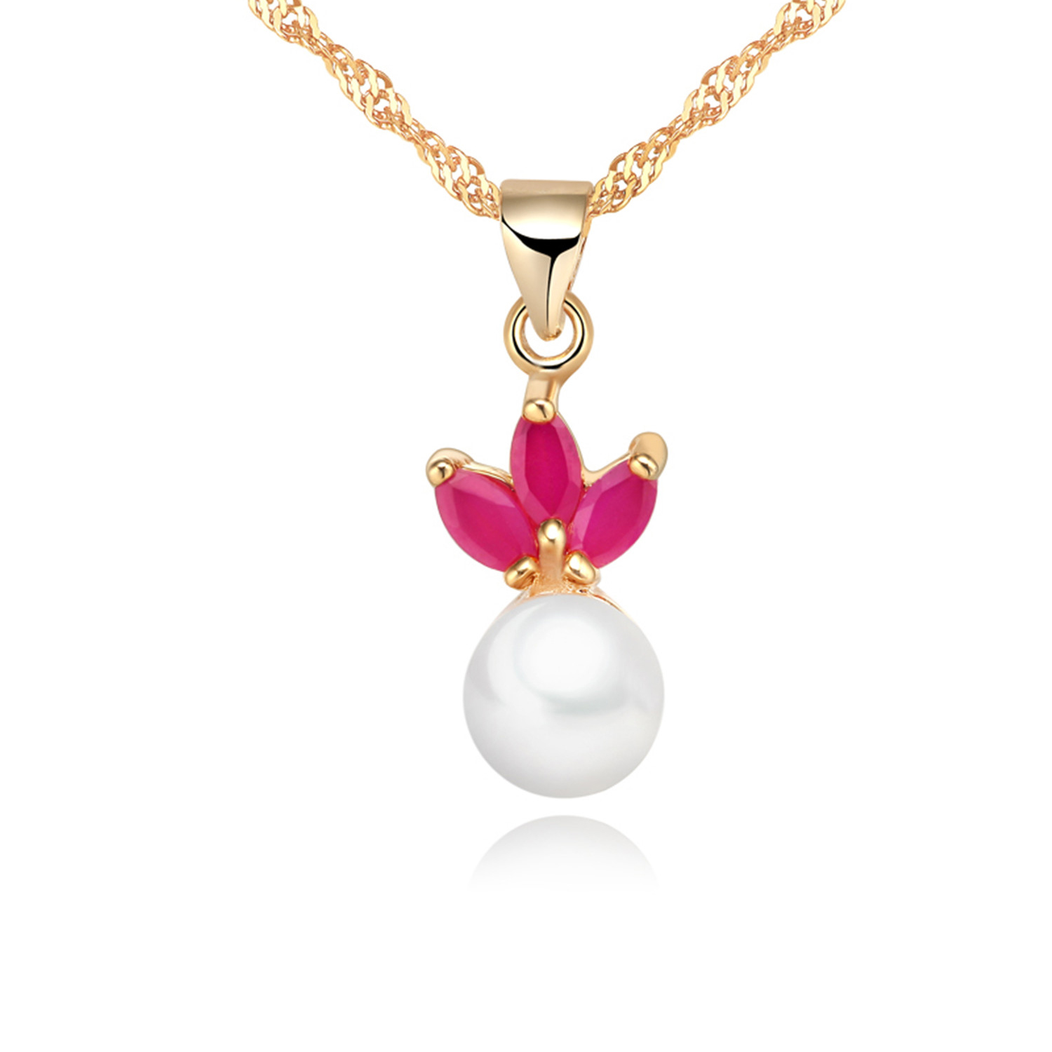 925 Sterling Silver Fashion 18K Gold Plated Women Charm Bridal Pearl Wedding Jewelry Sets(图7)