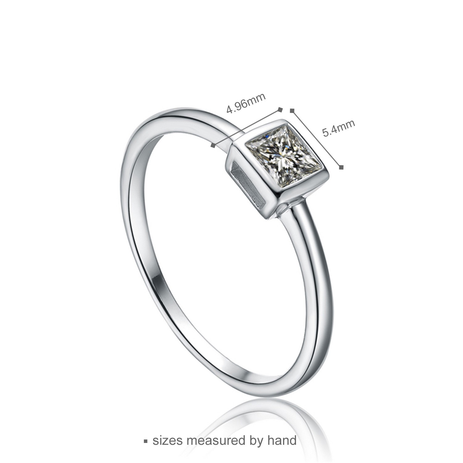 Light Simple Small Square Jewelry Female Cute Finger Rings Women Girls Ring White CZ 925 Silver (图3)
