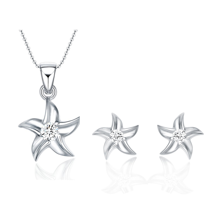 925 Sterling Silver Rhodium Plated Luxury Cubic Zirconia Women Star Jewelry Sets(图4)