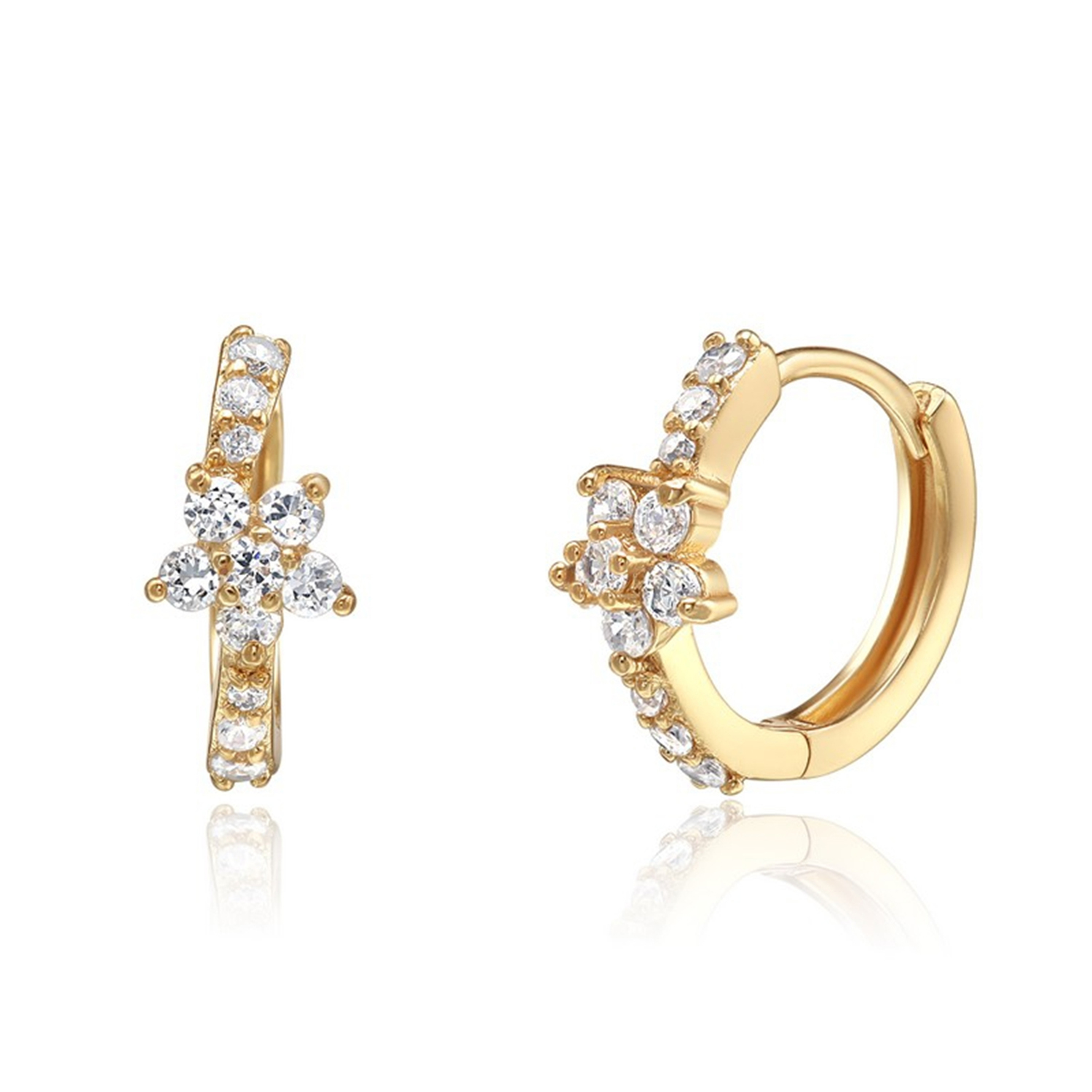 Wholesale Earring Women 925 Sterling Silver 14K 18K Gold Diamond Earrings(图4)