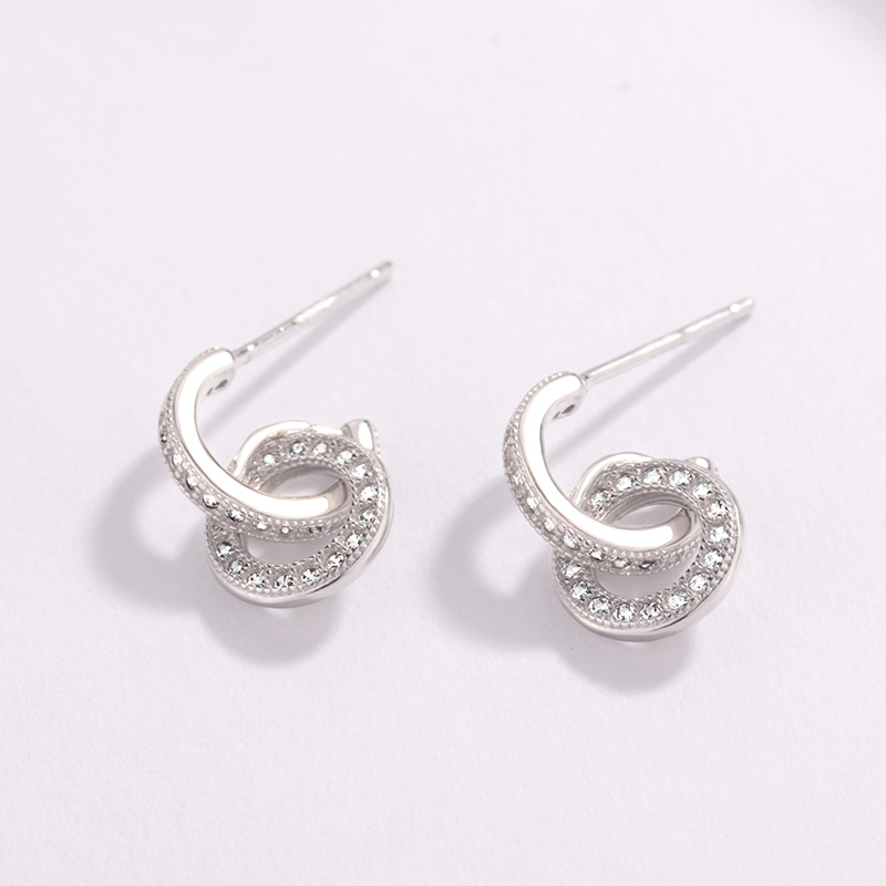 Minimalist Accessories Rhodium Plated 925 Sterling Silver Geometric Circle Cubic Zirconia Stud Earri(图2)