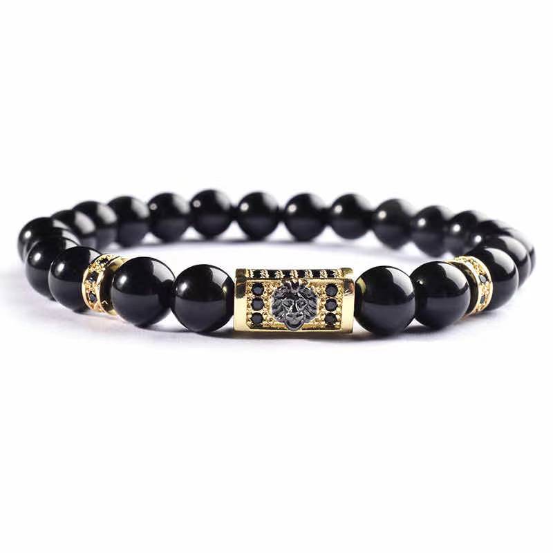 High Quality CZ Charm Black Gemstone Jewelry Accessories Customized Luxury Men Bead Bracelet(图6)