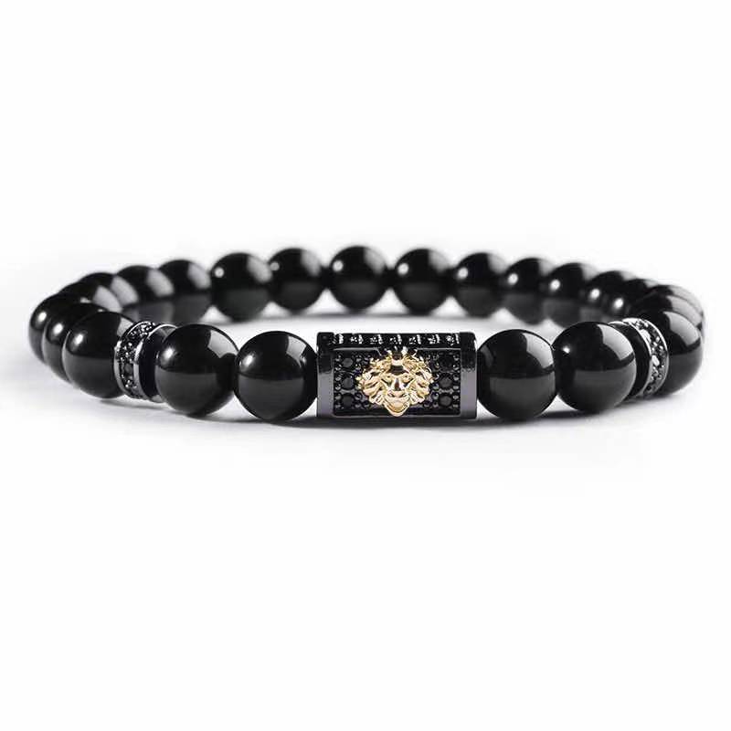 High Quality CZ Charm Black Gemstone Jewelry Accessories Customized Luxury Men Bead Bracelet(图7)