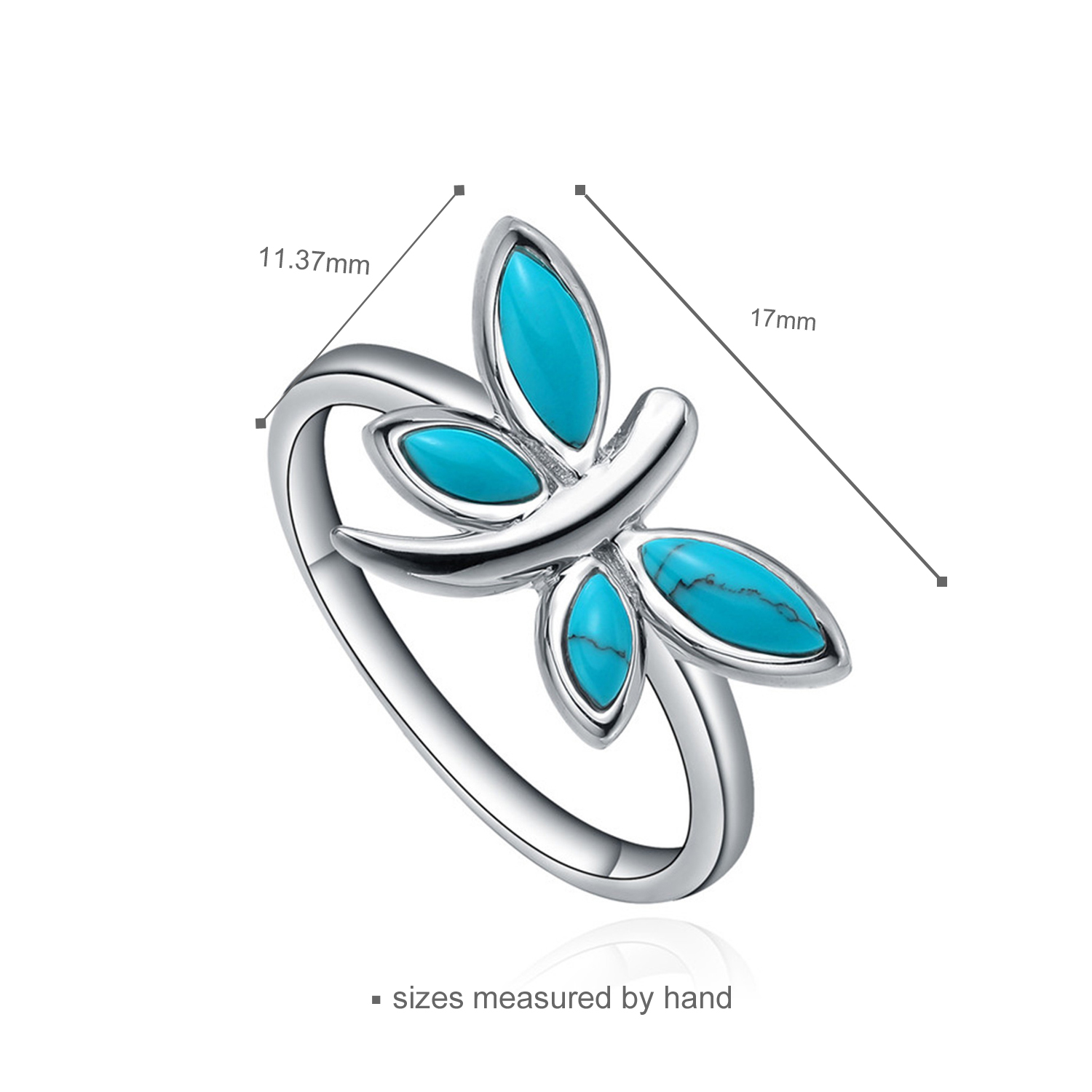 925 Sterling Silver Rhodium Plated Women Dainty Opal Turquoise Butterfly Jewelry Sets(图3)