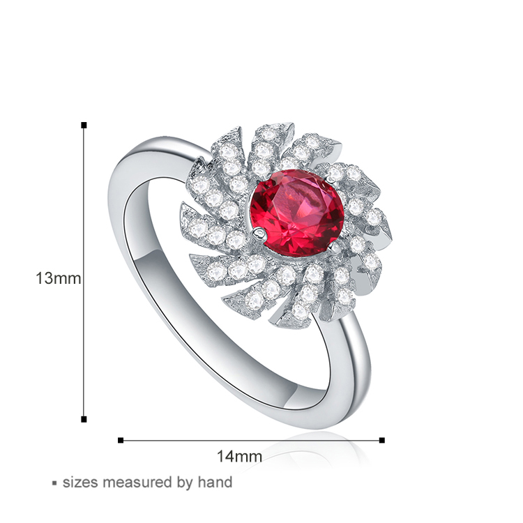 Rhodium Plated Fashion Chain Red Cubic Zirconia Luxury Bridal Jewelry Set(图3)