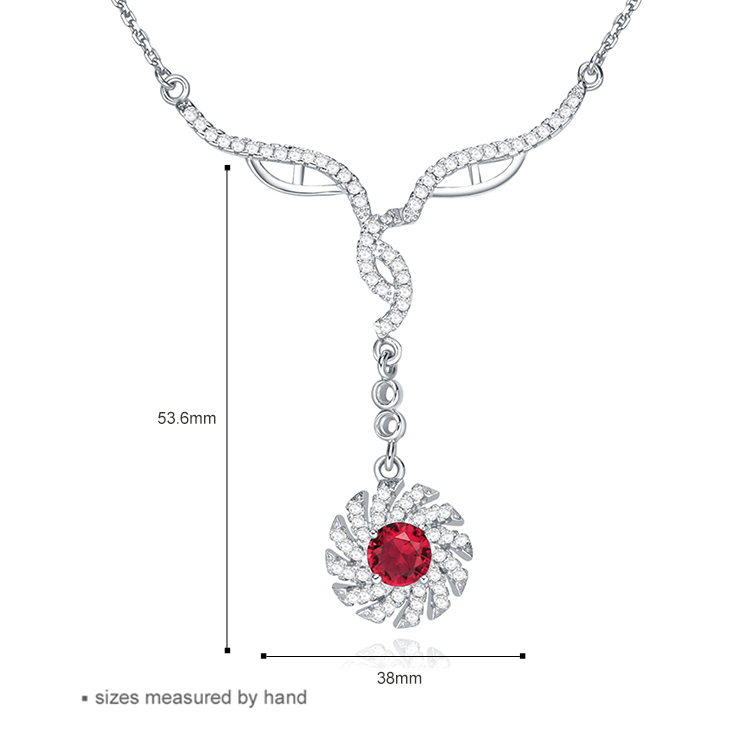 Rhodium Plated Fashion Chain Red Cubic Zirconia Luxury Bridal Jewelry Set(图4)