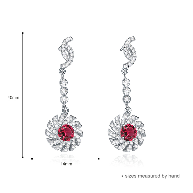 Rhodium Plated Fashion Chain Red Cubic Zirconia Luxury Bridal Jewelry Set(图5)