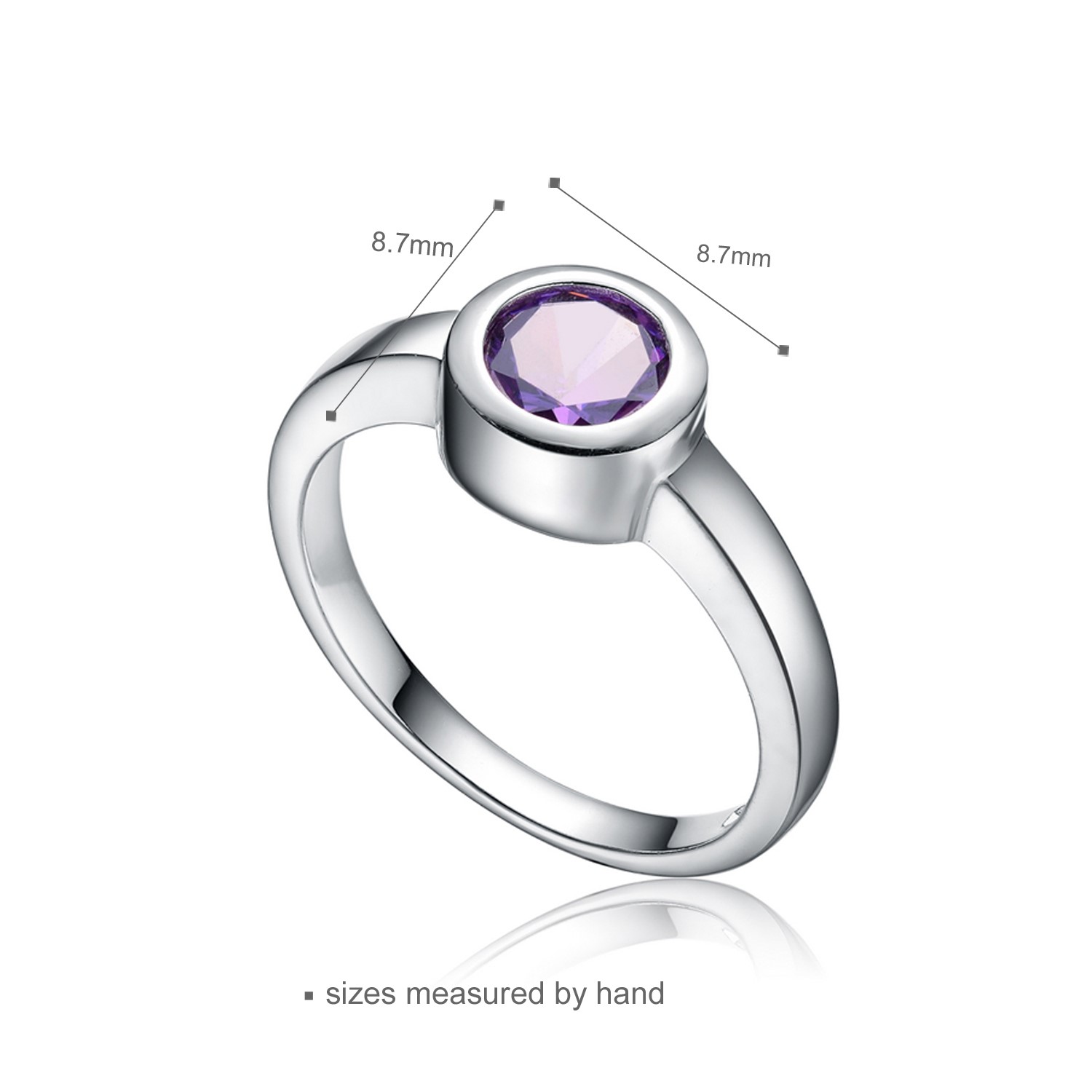 Light Simple Small Round Purple CZ Solitary jewelry Female Cute Finger Ring Wearring Women Gift Ring(图4)