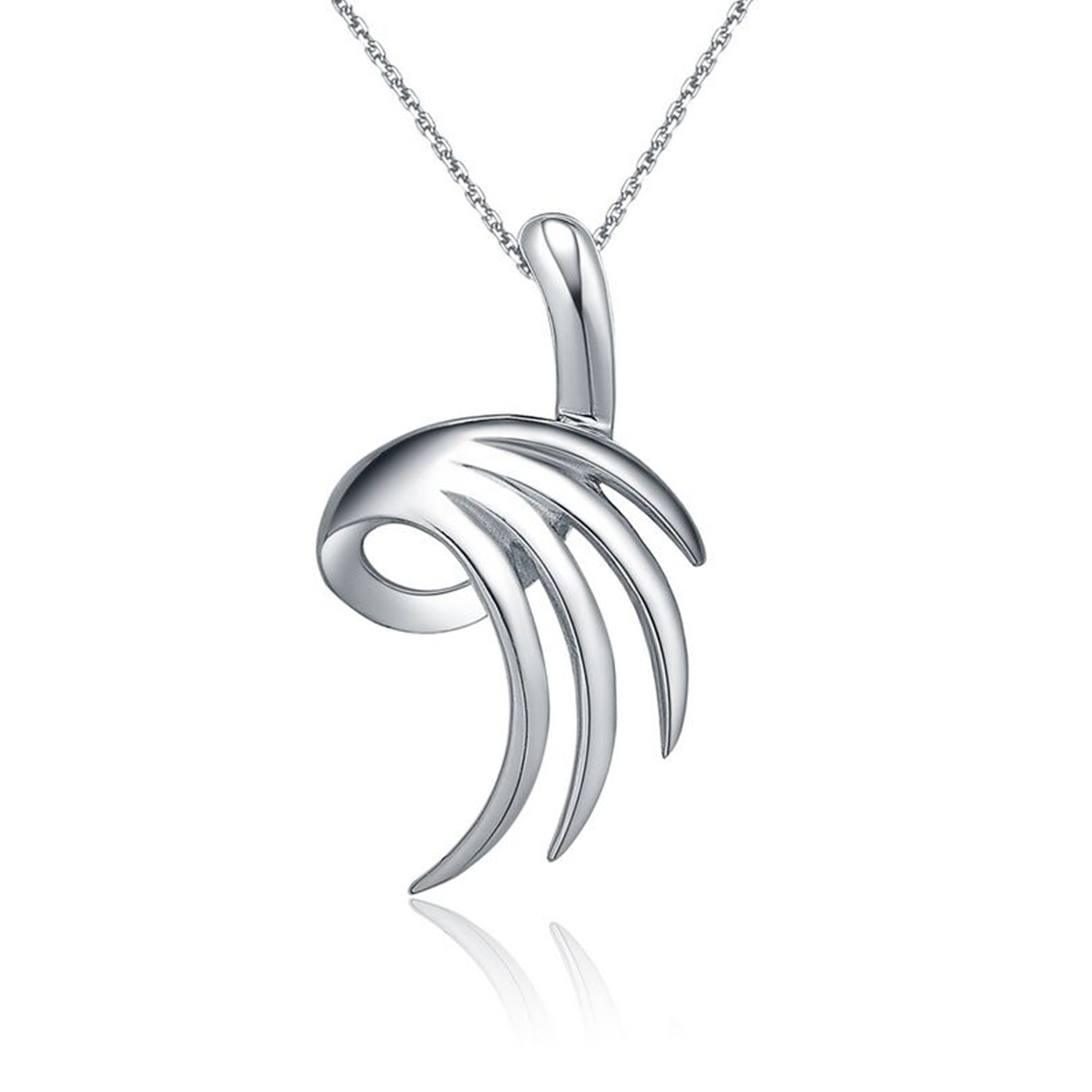 Rhodium Plated Wings Pendant Necklace Pure 925 Sterling Silver Jewelry Set(图6)