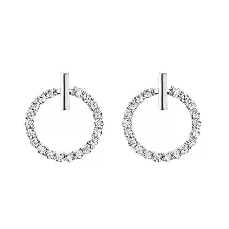 Wholesale Minimalistic 925 Sterling Silver Rhodium Plated Jewelry Women Cubic Zirconia Hollow Circle(图6)