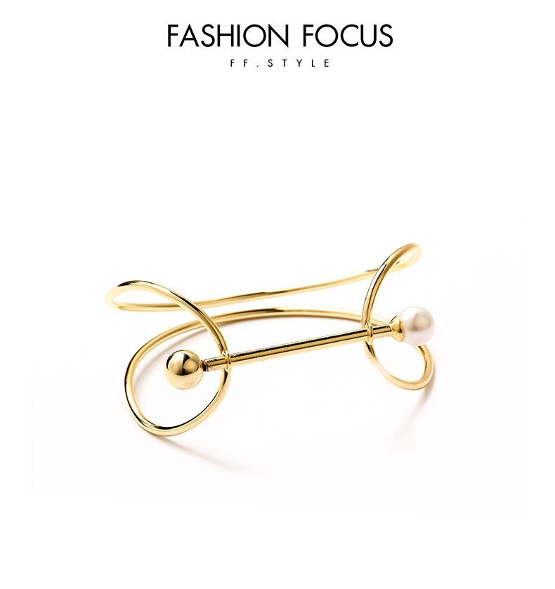 Unique design irregular bracelet custom logo 14K gold plated jewelry copper pearl womens bracelet(图4)