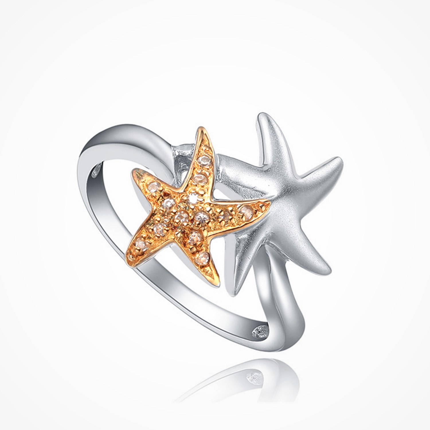 Hot Sale 925 Sterling Silver Starfish Cubic Zircon Womens Jewelry Wholesale Finger Classic Ring(图2)