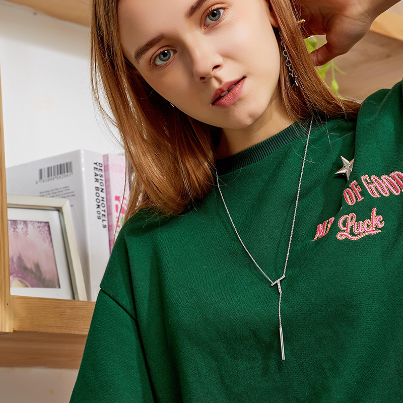 Initial Sweater Chain Simple Women Jewelry Wholesale Brass Fashion Cubic Zirconia Necklace(图6)