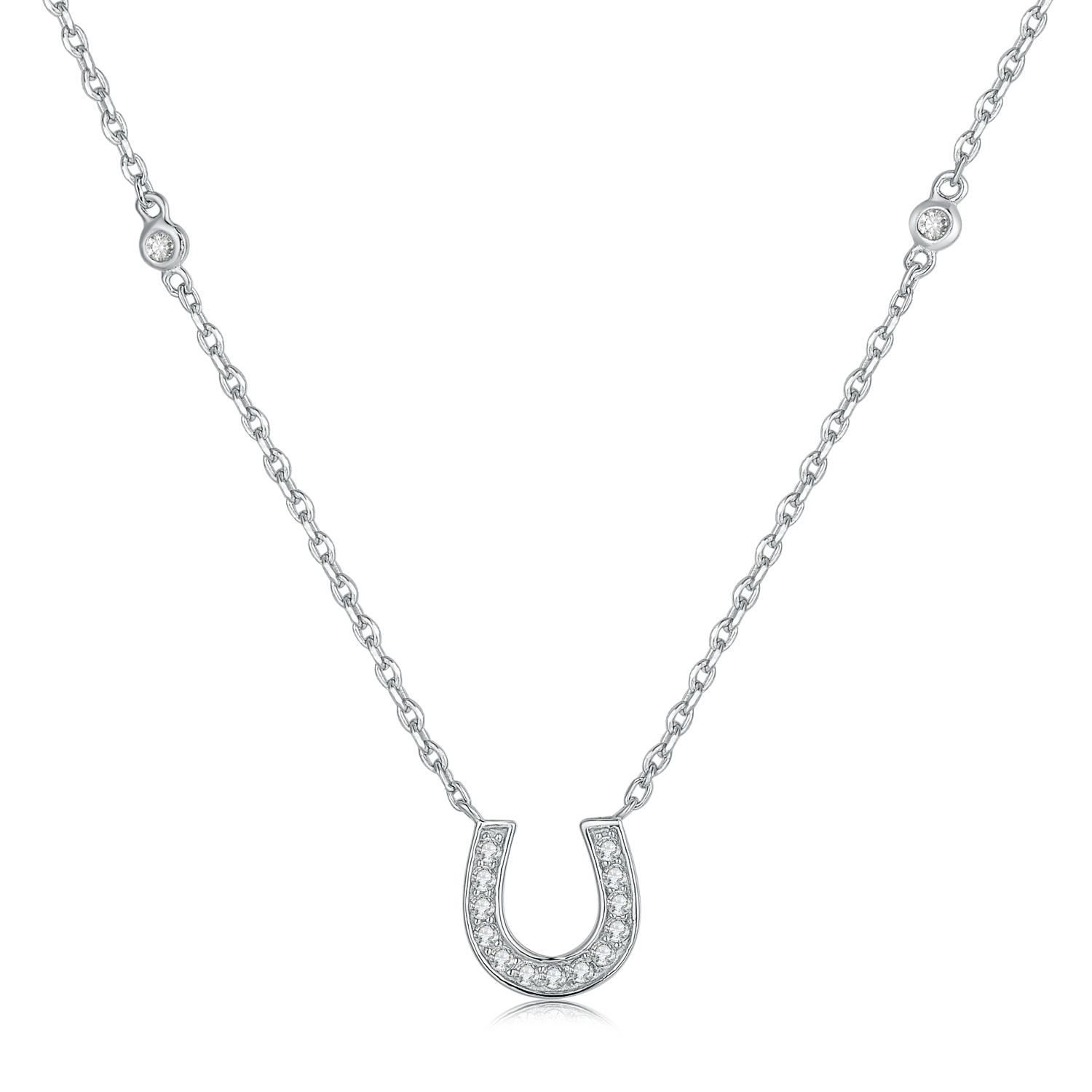 Horse Shoe CZ Pendant Necklace Bracelet Trendy Charm 925 Sterling Silver Zirconia Jewelry Sets(图4)
