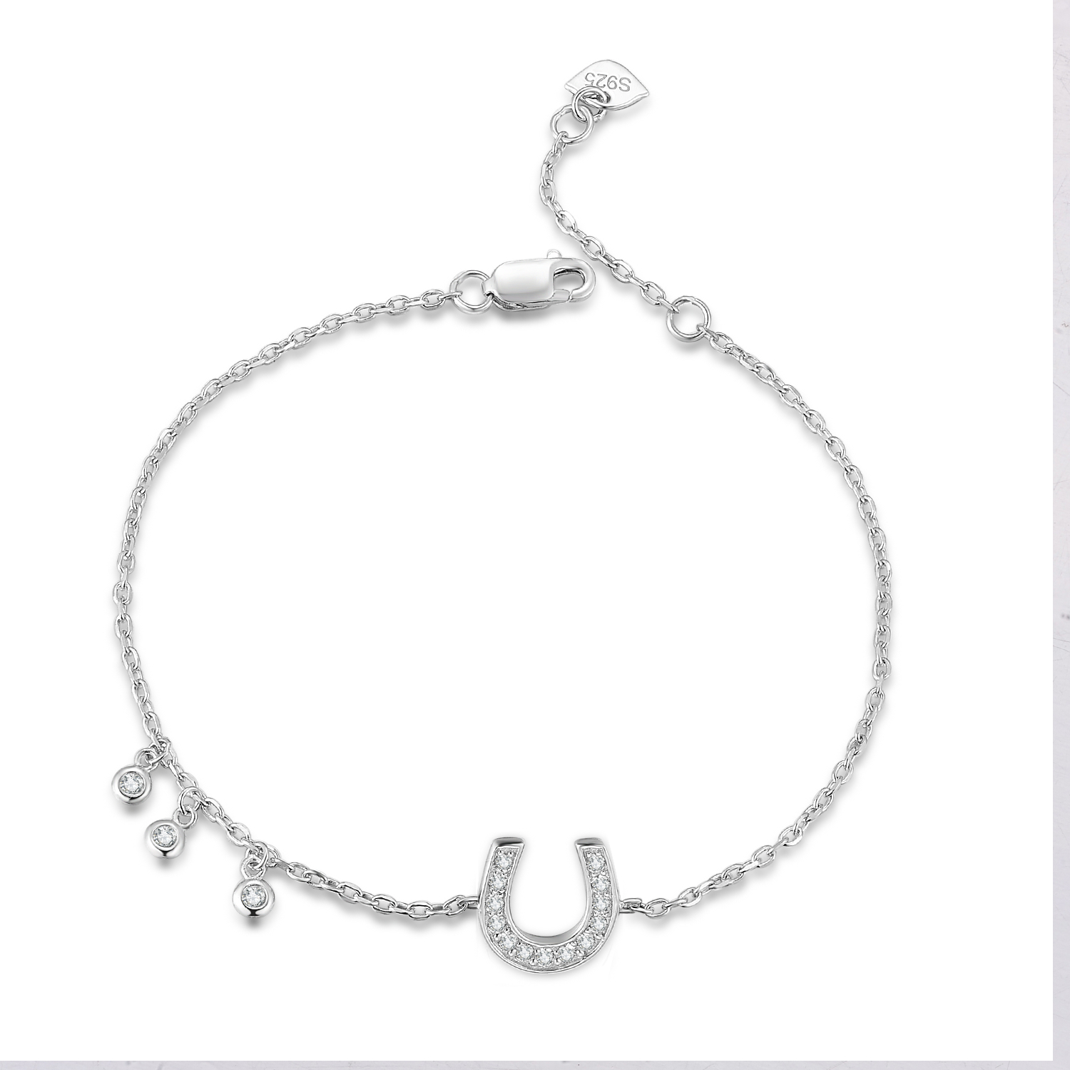 Horse Shoe CZ Pendant Necklace Bracelet Trendy Charm 925 Sterling Silver Zirconia Jewelry Sets(图3)